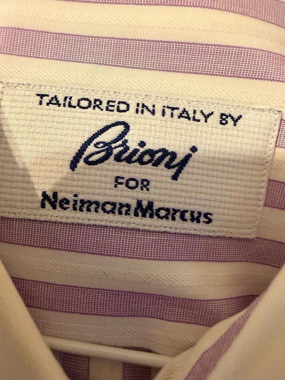 Brioni for Neiman Marcus Purple and White Striped French Cuff Dress Shirt